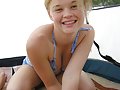 Boob-licking blonde Christine Young on a camping trip
