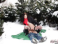 Girl loves having sex with a senior in the snow